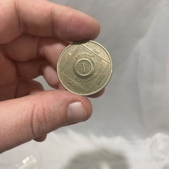 Set Of Two NA Sobriety Coins One 24 Year Is New And One 1 Year Is Older - Picture 6 of 7